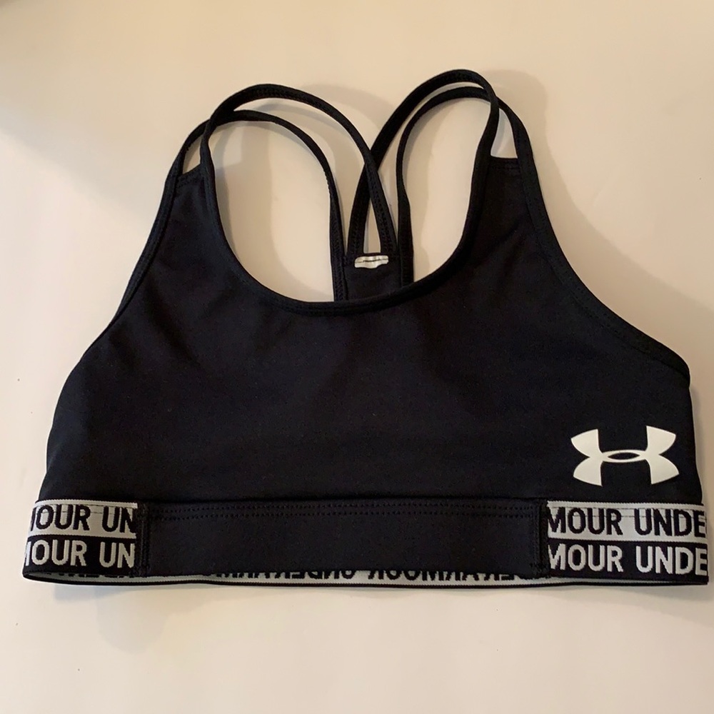 UNDER ARMOUR BLACK SPORTS BRA STRING BACK SZ SM (11”band length) no tags